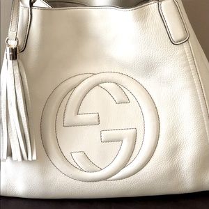 GUCCI White Soho Tote Shoulder Bag